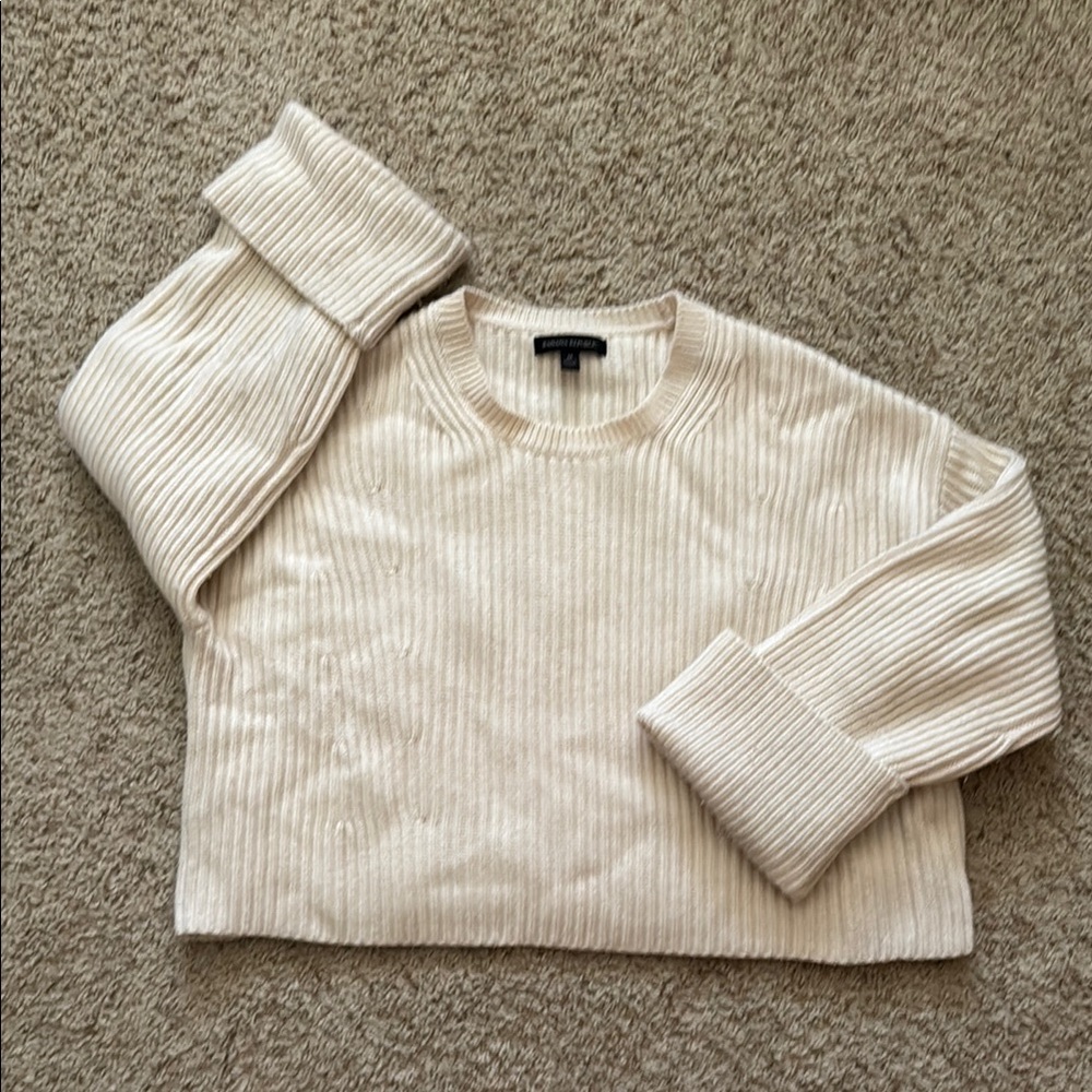 Banana Republic Cream Ribbed Crew Neck Sweater